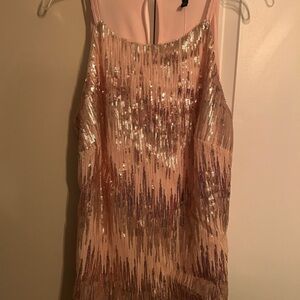 White House Black Market Sequin Tank Top in Pink and Gold